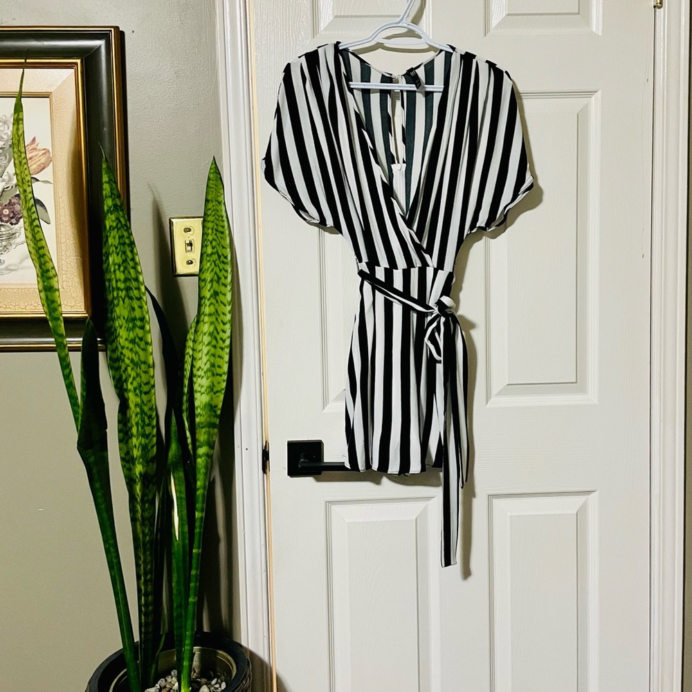 Zara Wrap Striped Romper - Picture 2 of 9